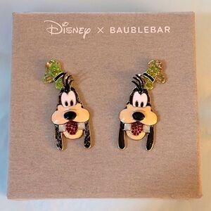 Brand New Disney BaubleBar Goofy Post Earrings Dog Sparkly Crystal Colorful